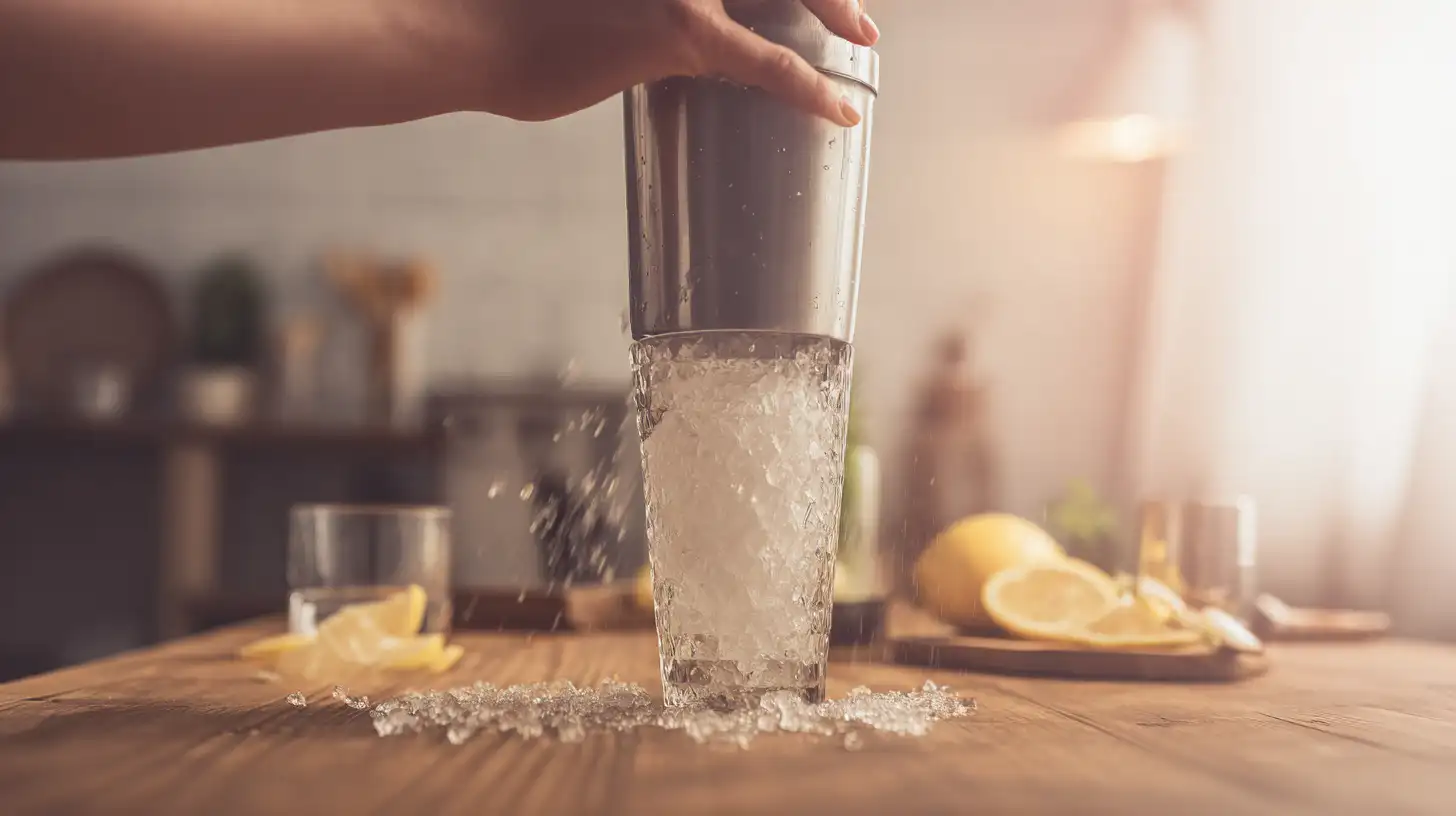 shaking-ice-pineapple-lemon-drop-cocktail Shaking pineapple lemon drop cocktail with crushed ice – luxury cocktail recipes and easy summer drinks
