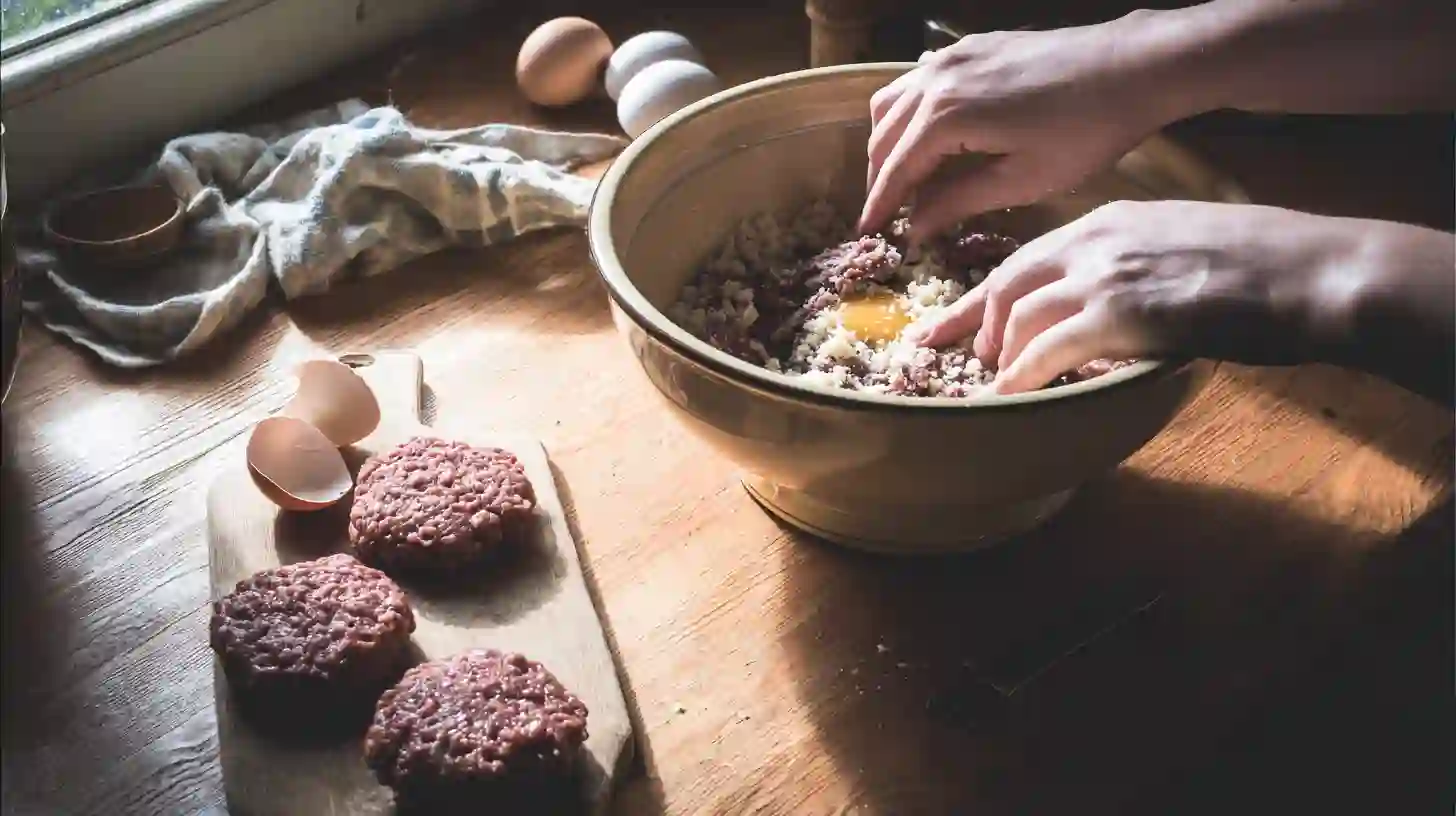 smothered-hamburger-steaks-magic-step1 Smothered Hamburger Steaks Magic – forming beef patties for easy dinner recipes for families and budget-friendly family meals