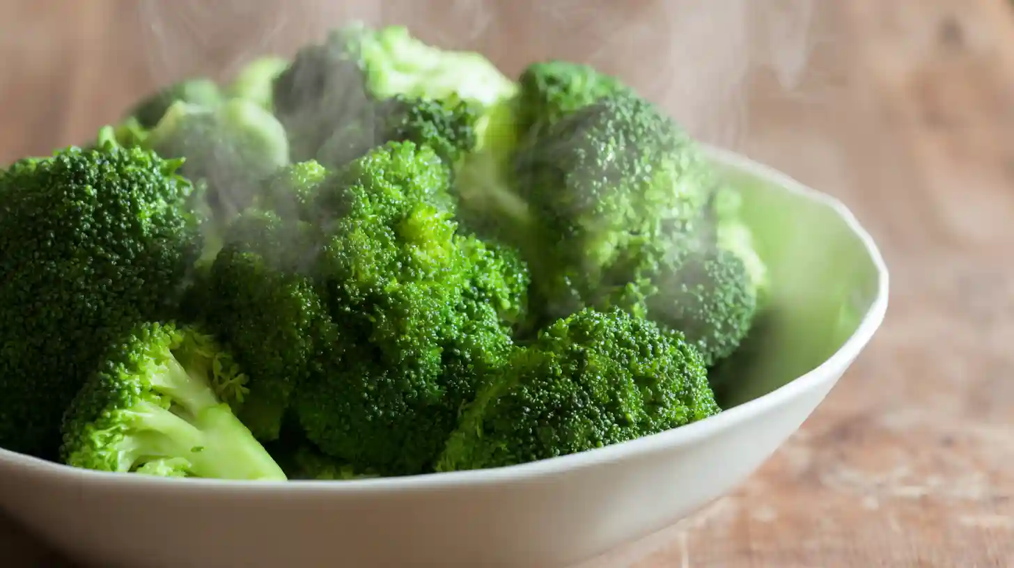 steamed-broccoli-baked-potato-chicken-broccoli-casserole-step2 Steamed broccoli florets for baked potato chicken and broccoli casserole – fresh, healthy comfort food dinner prep