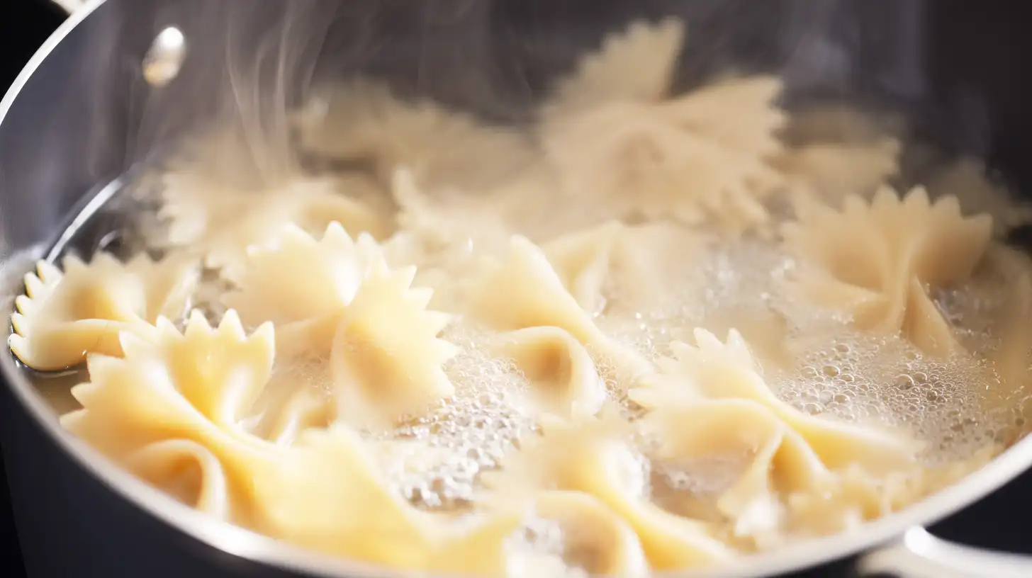 step-1-cook-bowtie-pasta-easy-creamy-beef Cook bowtie pasta al dente for easy creamy beef and bowtie pasta recipe – quick and cheap meals, creamy ground beef pasta, family dinner ideas