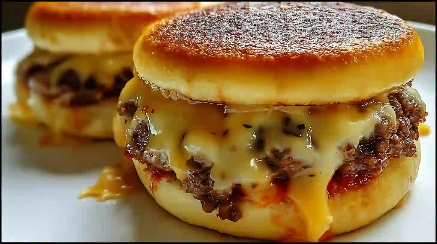 step-7-finish-and-serve-old-school-pizza-burgers Finished Old School Pizza Burgers with melted cheddar and toasted buns – homemade pizza burger recipe for easy family dinners and classic comfort food