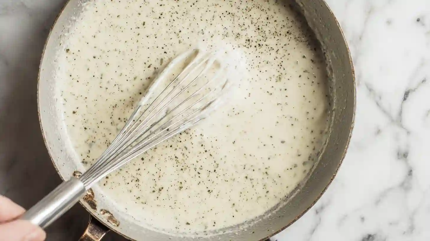 step2-whisk-garlic-seasoning-quick-homemade-alfredo-sauce Step 2 Quick Homemade Alfredo Sauce – whisking garlic and seasoning for Best Pasta Sauces for Families and Save Money on Groceries meals