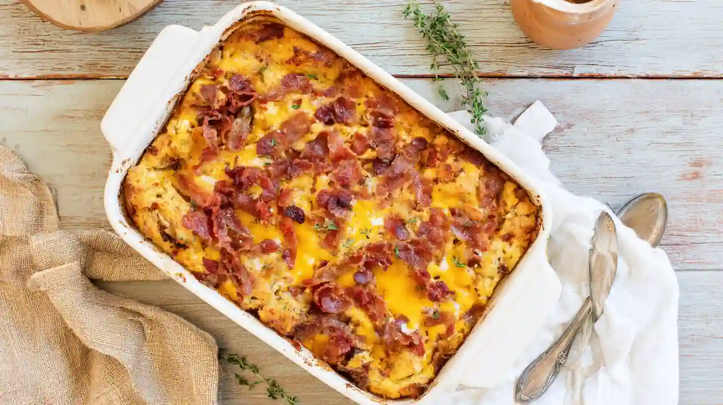 step4-spread-bake-chicken-biscuit-casserole Baking cheesy chicken biscuit casserole – quick easy meals with rotisserie chicken and biscuits