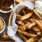 Step 6 Crispy Air Fryer Apple Fries recipe – golden apple fries served warm with caramel, yogurt, or peanut butter dips for healthy air fryer snack ideas