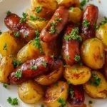 Sweet and Savory Glazed Sausage and Potatoes – budget-friendly comfort food, best sausage recipes for families, roasted potatoes and sausage dinner.