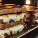 Baking triple cheese bacon ranch melts with golden crust and bubbling cheese – easy baked lunch idea