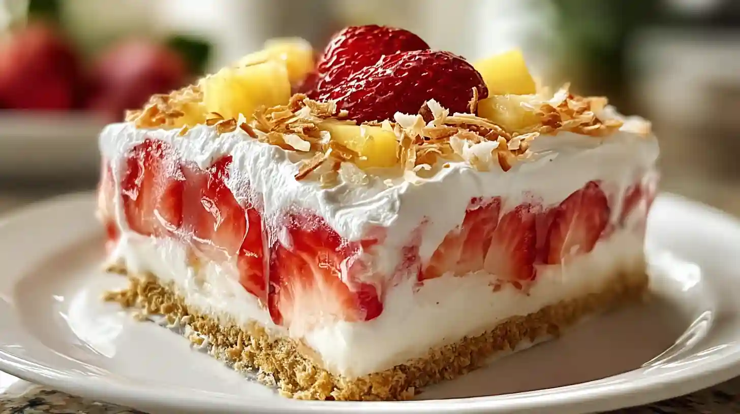 Tropical No-Bake Strawberry Split Cake Fresh Easy and Irresistible