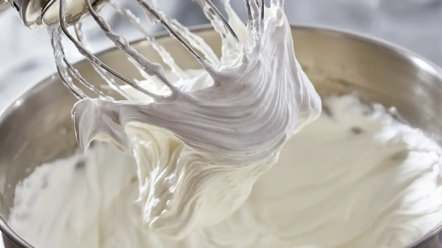 whip-cream-for-chocolate-dreams-in-an-icebox Whipping cream, powdered sugar, and vanilla into stiff peaks for Chocolate Dreams in an Icebox – rich no-bake chocolate dessert for parties