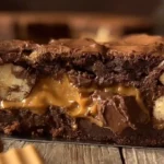 Biscoff Bueno Chocolate Cookie Pie slice with Kinder Bueno filling