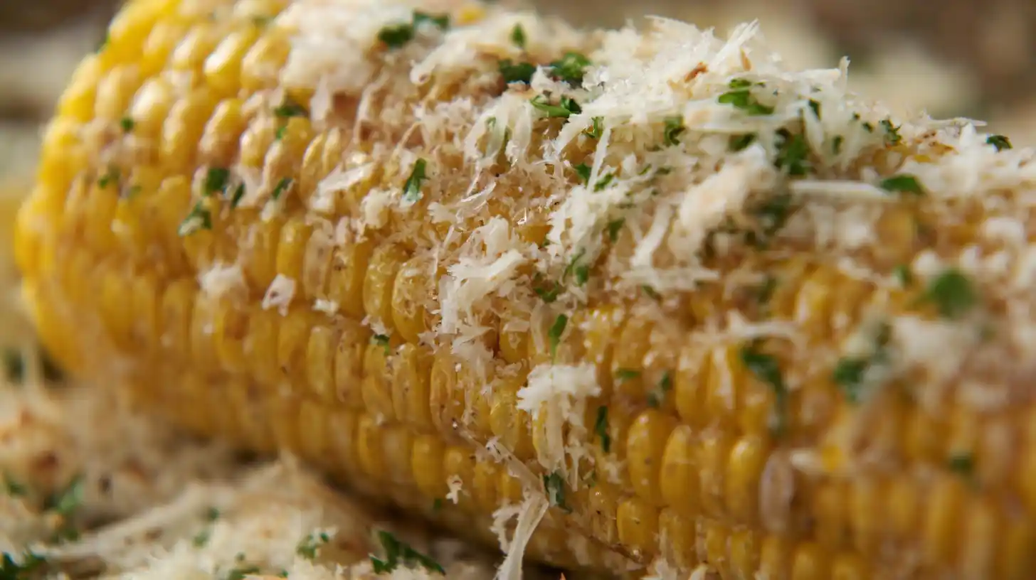 add-cheese-step4-cheesy-garlic-corn Rolling parmesan on Cheesy Garlic Butter Corn on the Cob | best cheesy vegetable recipes and easy side dishes with corn