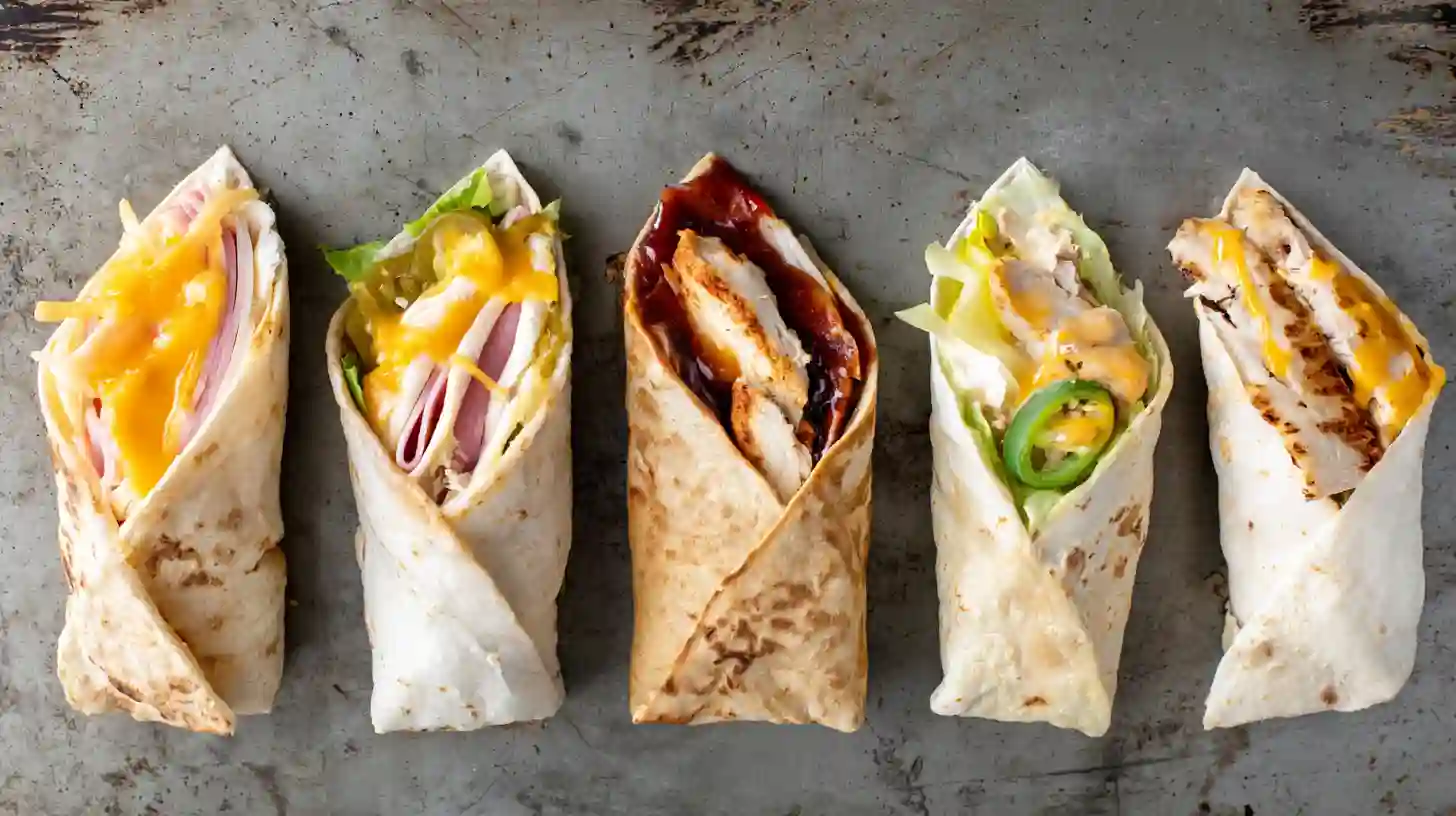air-fryer-chicken-ham-cheese-wraps-flavor-variations Flavor Variations of Air Fryer Chicken Ham & Cheese Wraps – Classic deli style, Swiss Dijon, spicy jalapeño cheddar, BBQ chicken, low carb air fryer wrap.