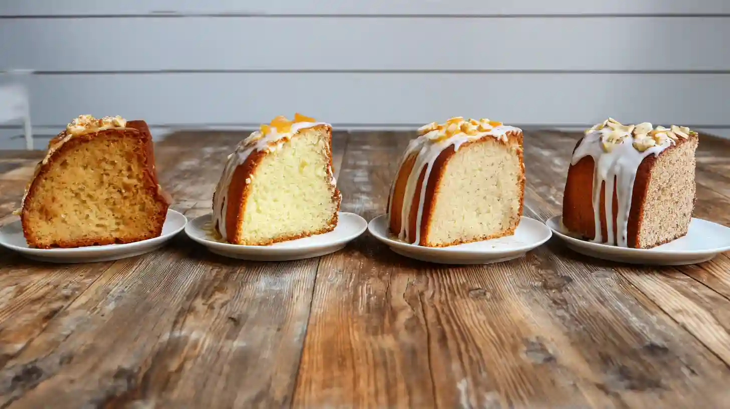 Banana Pudding Pound Cake variations – from scratch, box mix, amaretto boozy, and lightened-up versions for quick and cheap family desserts