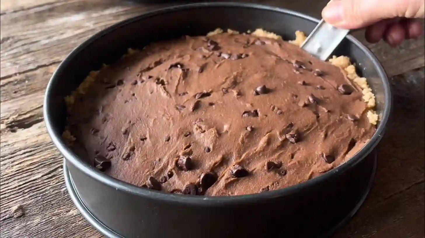 biscoff-bueno-cookie-pie-step4-create-lid Creating the lid for Biscoff Bueno Chocolate Cookie Pie – cookie dough rolled and sealed for easy cookie pie recipe