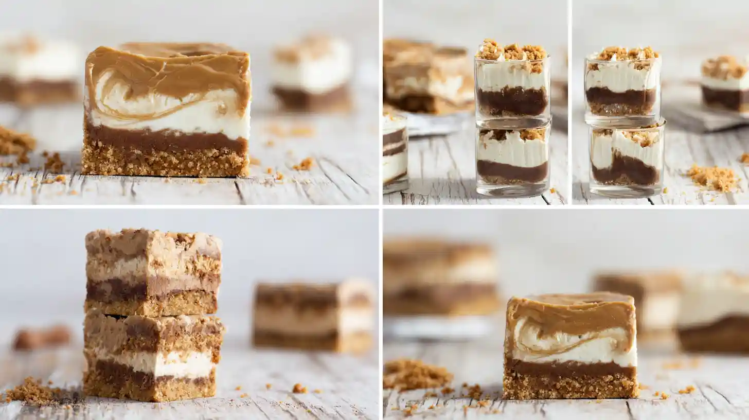 biscoff-nutella-dream-bars-variations No-Bake Biscoff and Nutella Dream Bar variations including classic Biscoff cheesecake bars, Nutella marble bars, layered bars, mini dessert cups, and lighter Greek yogurt version – best no-bake dessert recipes