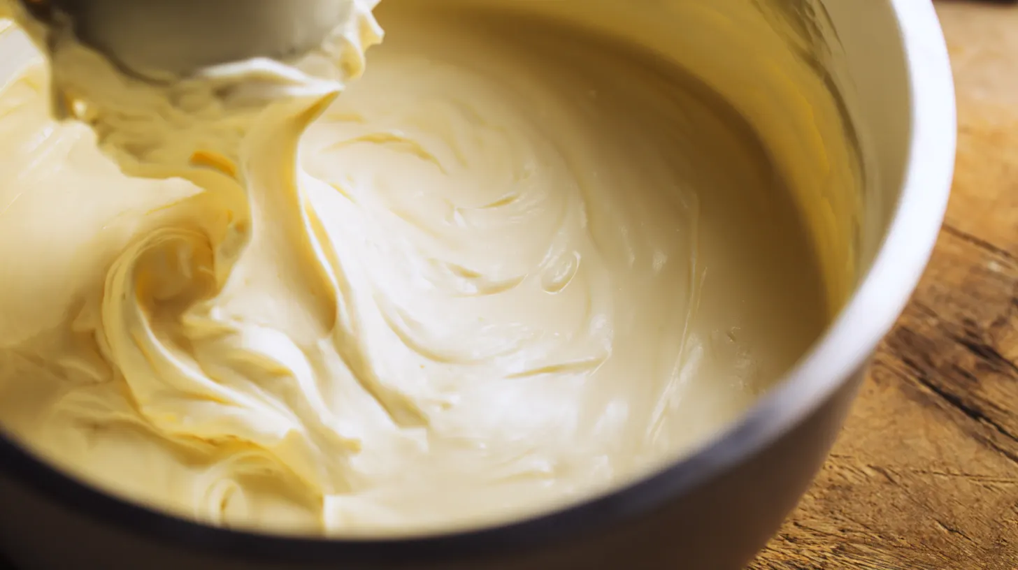 Creamy cheesecake filling for decadent caramel brownie cheesecake recipe – blending cream cheese, sugar, and eggs for luxury chocolate desserts