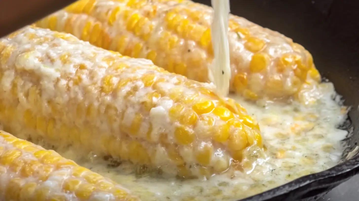 Cheesy Garlic Butter Corn on the Cob recipe in creamy parmesan garlic butter sauce | easy side dishes with corn