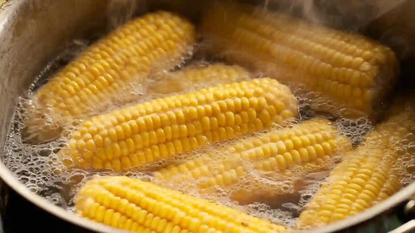 cook-corn-step1-cheesy-garlic-butter-corn Boiling fresh corn for Cheesy Garlic Butter Corn on the Cob | grilled corn on the cob recipe and easy side dishes with corn