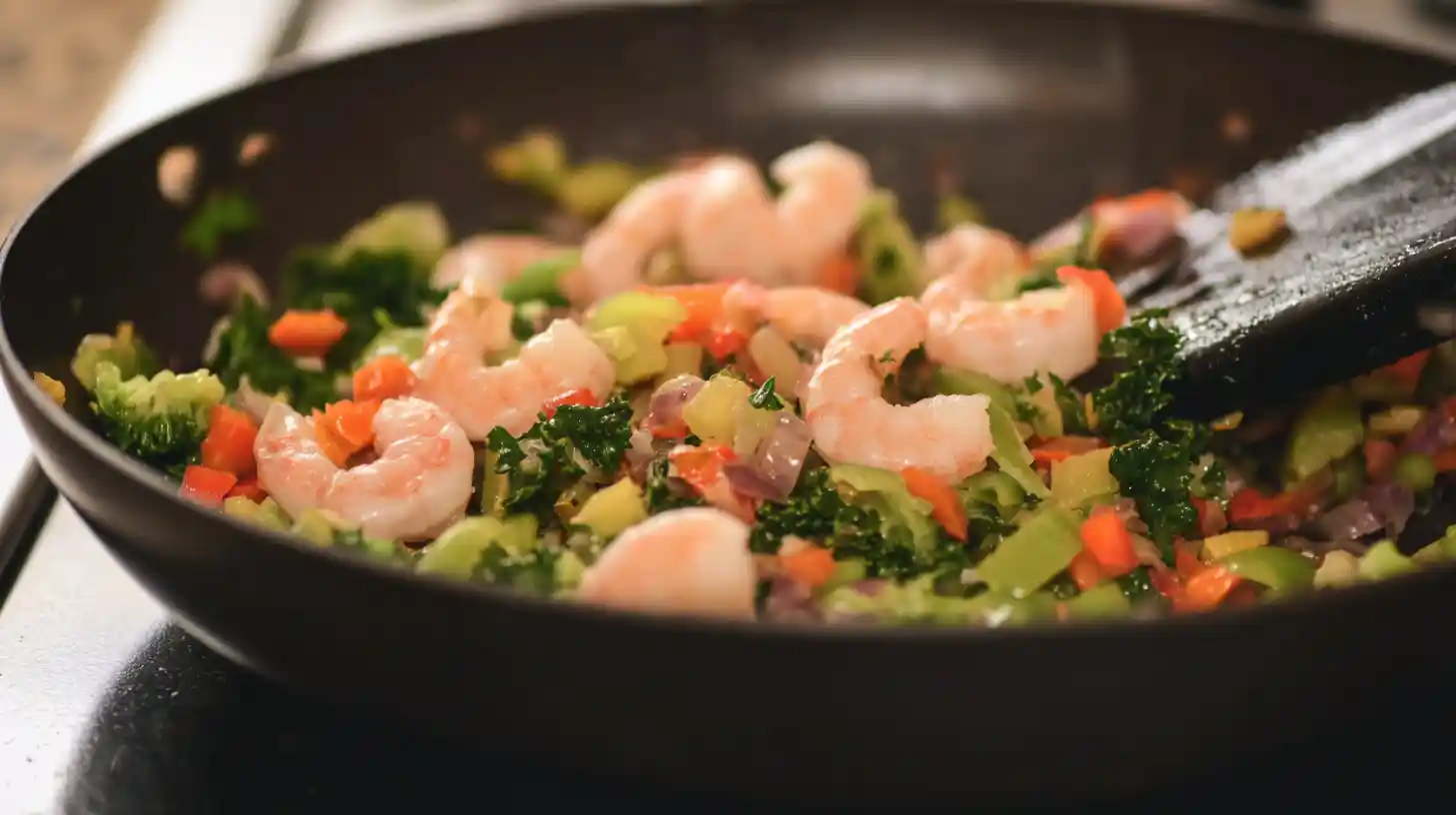 cook-shrimp-quick-high-protein-stir-fry Cooking shrimp for high-protein meals and quick healthy stir-fry dinner ideas