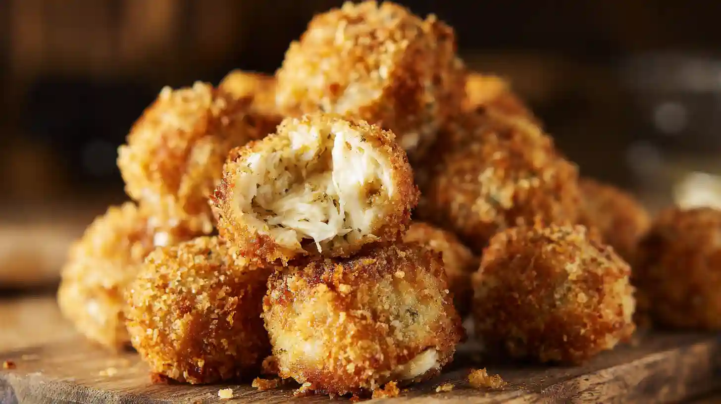 crab-rangoon-bombs-step5-serve Serving hot Crab Rangoon Bombs with sweet chili and garlic soy dipping sauces, crispy fried appetizer recipes and quick and cheap party snacks