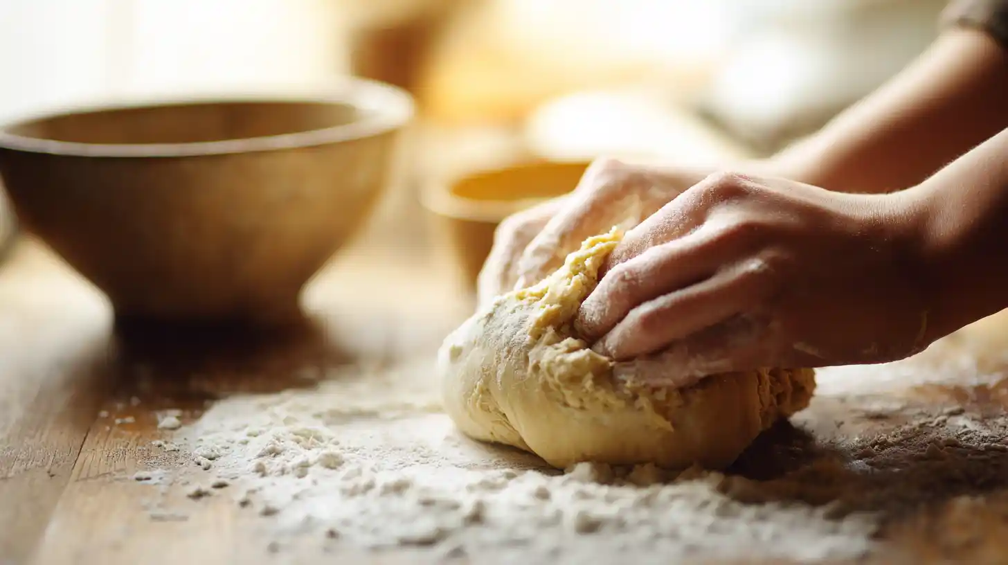 cranberry-almond-pull-apart-bread-step2-make-dough Kneading dough for Cranberry-Almond Pull-Apart Bread recipe | easy homemade bread recipes