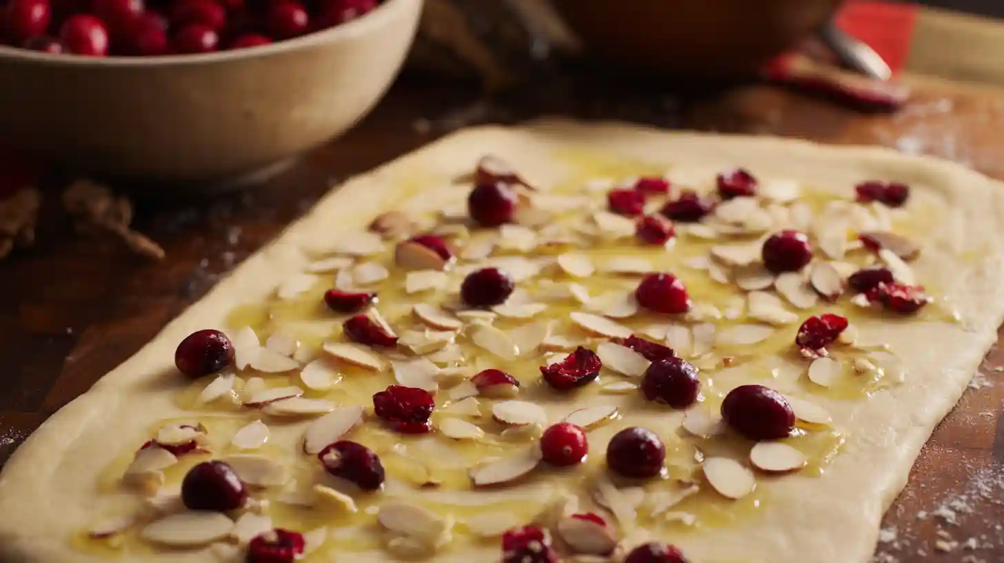 cranberry-almond-pull-apart-bread-step5-shape-dough Shaping dough for Cranberry-Almond Pull-Apart Bread recipe | holiday baking recipes