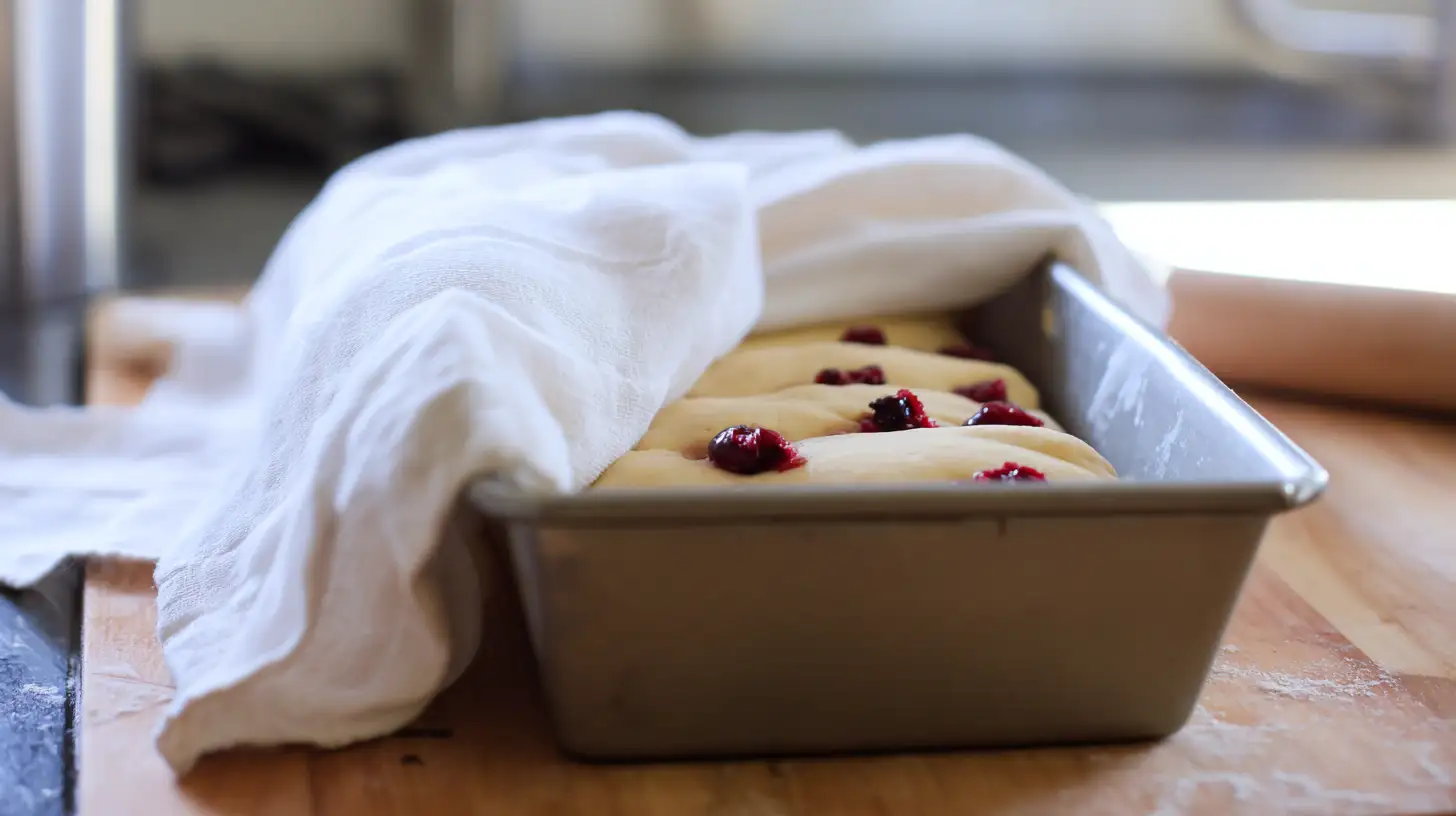 cranberry-almond-pull-apart-bread-step7-second-rise Second rise for Cranberry-Almond Pull-Apart Bread recipe | easy homemade bread recipes