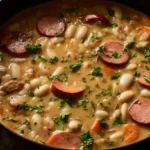 Creamy bean soup with kielbasa for busy moms | freezer-friendly soup recipes and hearty comfort food