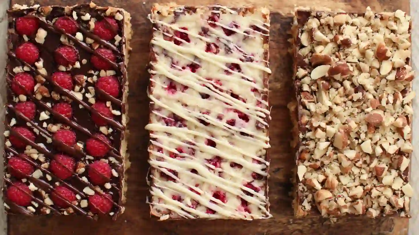 dark-chocolate-raspberry-pie-bars-variations 3 delicious variations of best dark chocolate raspberry pie bars including classic dark chocolate raspberry dessert, white chocolate raspberry swirl, and nutty crunch with pecans, perfect for dessert recipes for parties and artisan chocolate raspberry recipes