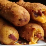Deep-Fried Turkey Bacon Cheeseburger Corn Dogs – crispy golden comfort food with bacon and cheese.