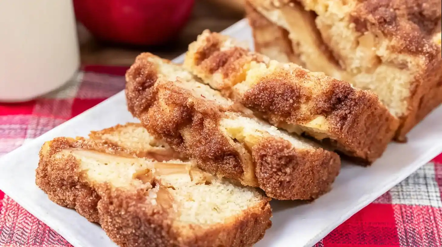 Easy Apple Pie Bread Recipe with cinnamon sugar topping – moist apple dessert bread for easy fall baking