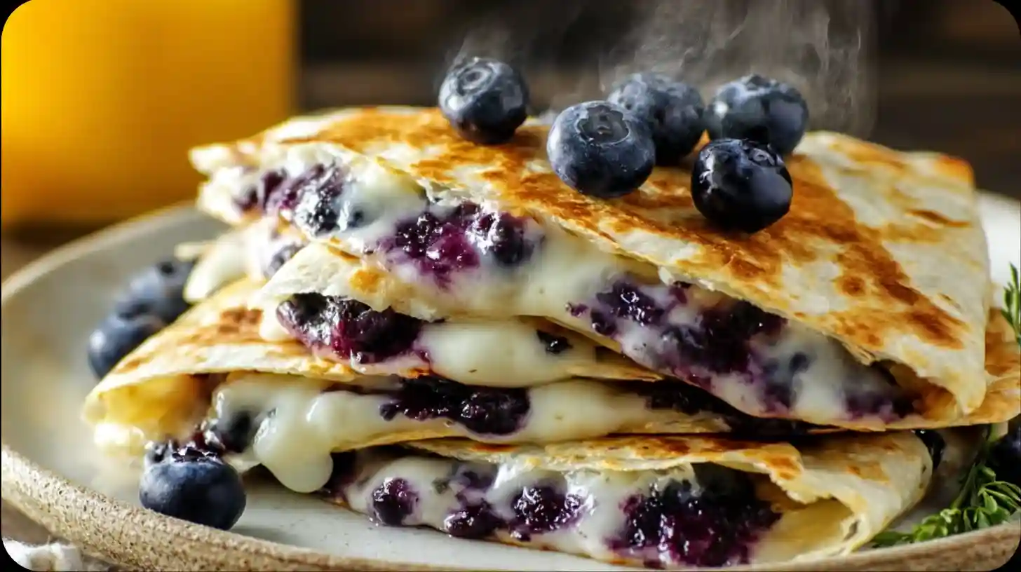 Easy blueberry breakfast quesadillas perfect dessert with melted cheese and fresh blueberries