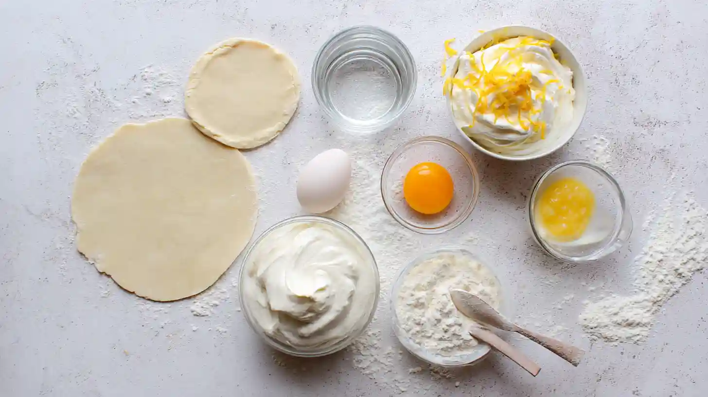 easy-creamy-lemon-meringue-cannoli-Ingredient-Image Ingredients for easy creamy lemon meringue cannoli – easy lemon dessert recipes, marshmallow fluff desserts