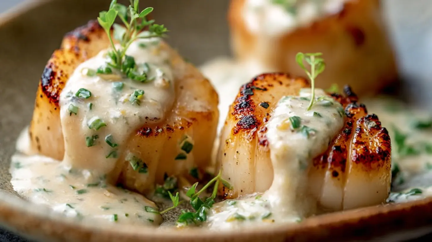 Grilled scallops with homemade rémoulade – quick and healthy dinner recipes with scallops and fine dining seafood recipes at home.