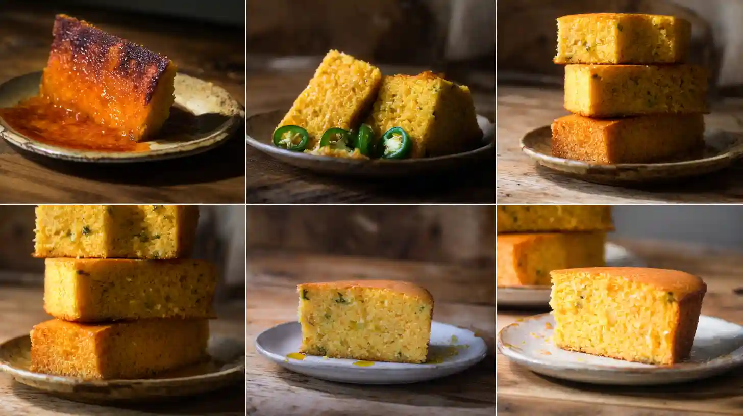jalapeno-cornbread-variations-hot-honey-glutenfree Hot honey cornbread, BBQ smoked cornbread, muffins, and gluten-free variation of Spicy-Sweet Jalapeño Cornbread, easy savory baking recipes and healthy cornbread recipe with buttermilk