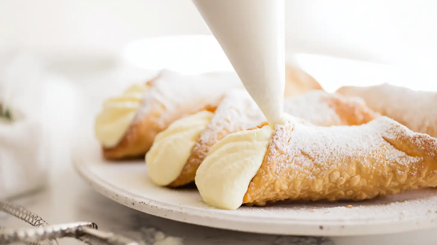 lemon-meringue-cannoli-step4-pipe-finish Easy creamy lemon meringue cannoli shells filled – easy homemade cannoli, best lemon dessert ideas