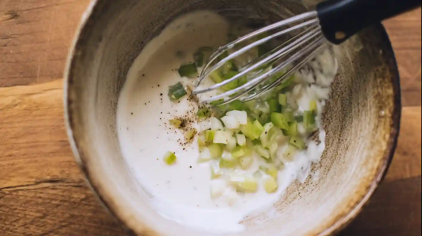 Macaroni salad recipe dressing with mayo, mustard, and vegetables for creamy macaroni salad recipe with mayo