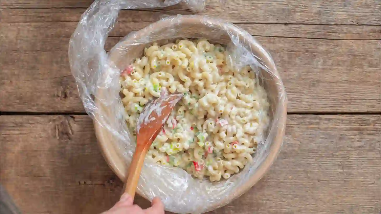 Macaroni salad recipe pasta tossed with creamy dressing for quick cold lunch recipes