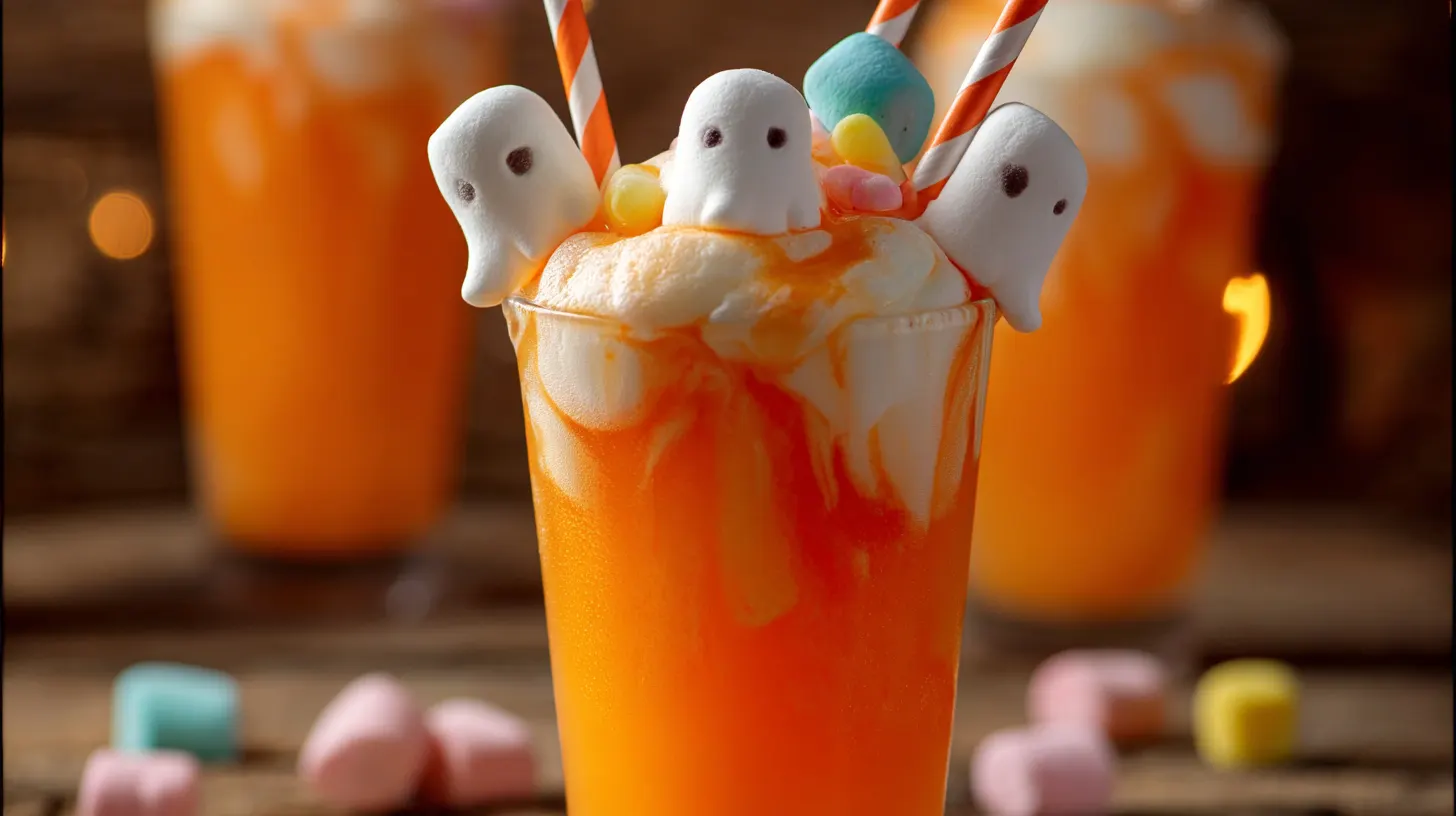 Perfect Halloween Punch for Kids with sherbet, whipped cream, and ghost marshmallows – festive holiday punch recipes