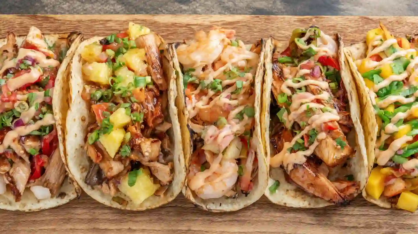recipe-variations-teriyaki-chicken-tacos Recipe variations of Teriyaki Chicken Tacos with Grilled Pineapple Pear Salsa – easy chicken taco recipes and quick family dinner ideas.