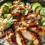 Spicy Honey-Ginger Chicken Bowls with Yum Yum Sauce – easy weeknight dinner recipes with chicken and avocado.