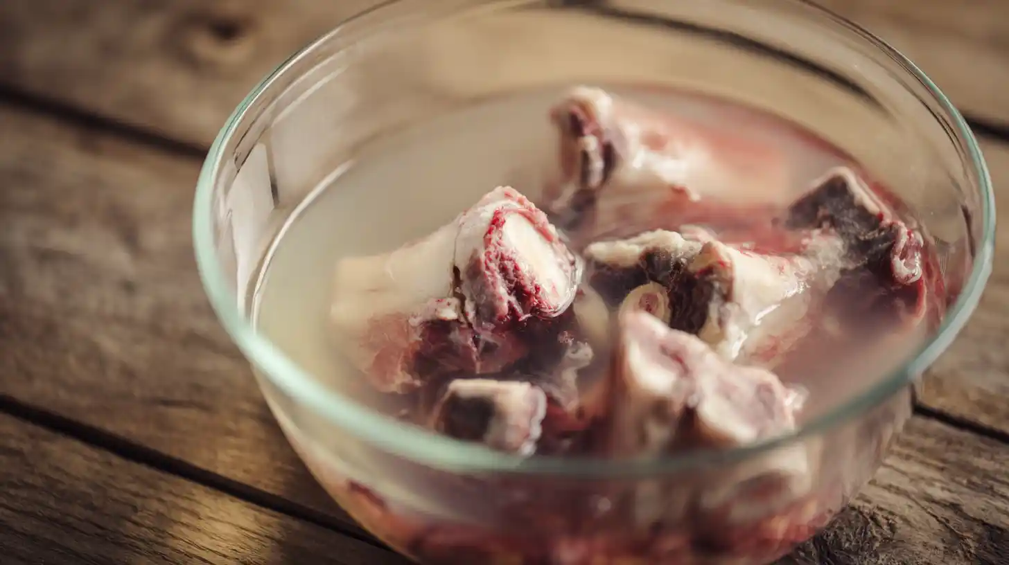 step1-prep-oxtail-ramen Oxtail bones soaking in water for Oxtail Ramen, best ramen recipes at home and oxtail soup health benefits