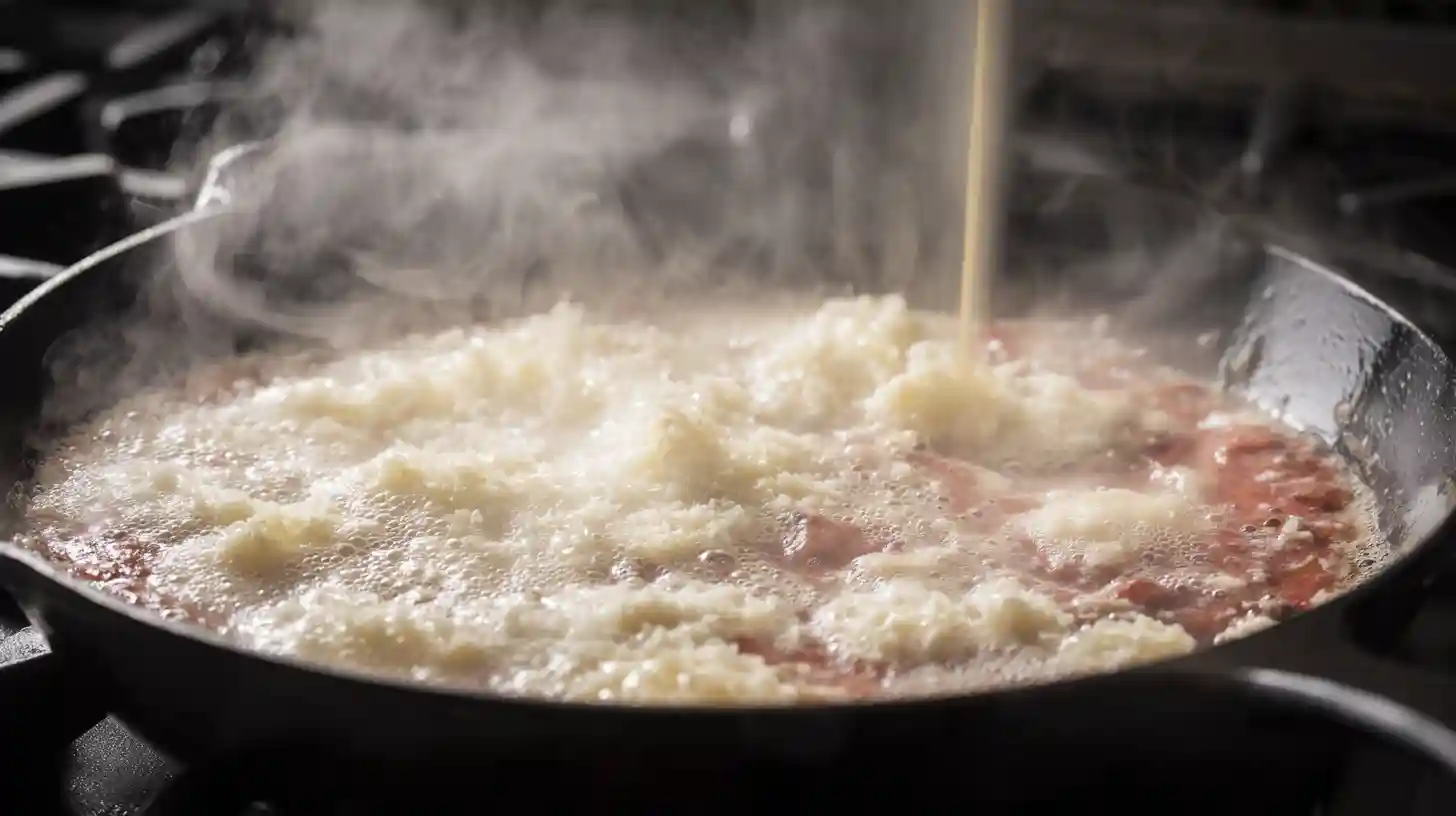 step2-build-base-marry-me-chicken Making the creamy base for Marry Me Chicken Pasta with butter, garlic, and tomato paste, quick chicken dinner recipes and healthy alternatives to heavy cream