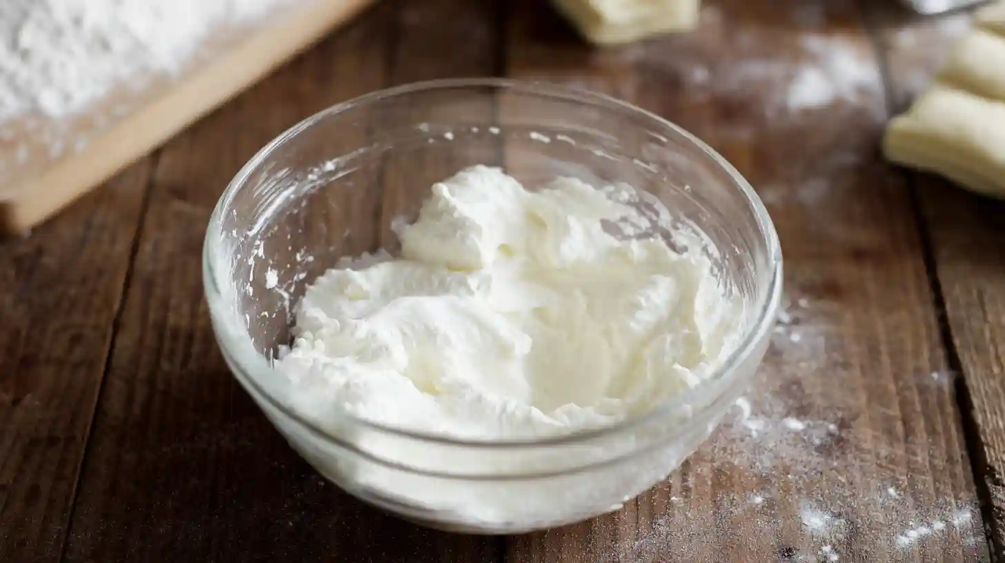 Step 3 cream cheese filling mixed smooth with sugar and vanilla – cream cheese dessert ideas and easy desserts with puff pastry