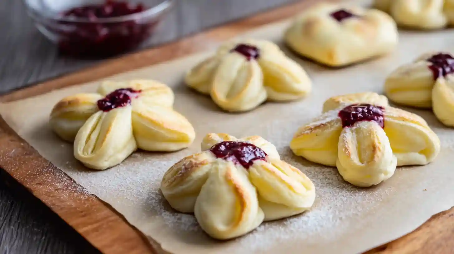 Step 7 bake puff pastry blossoms until golden and puffed – Christmas puff pastry desserts and easy desserts with puff pastry