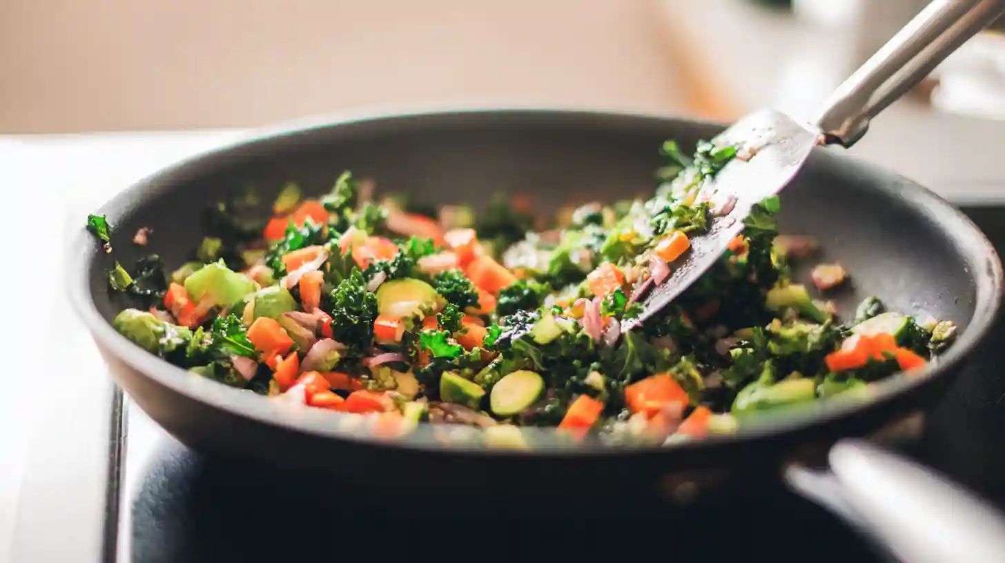stir-fry-vegetables-quick-healthy-dinne Stir-frying vegetables for quick healthy dinner ideas and one-pan high-protein meals