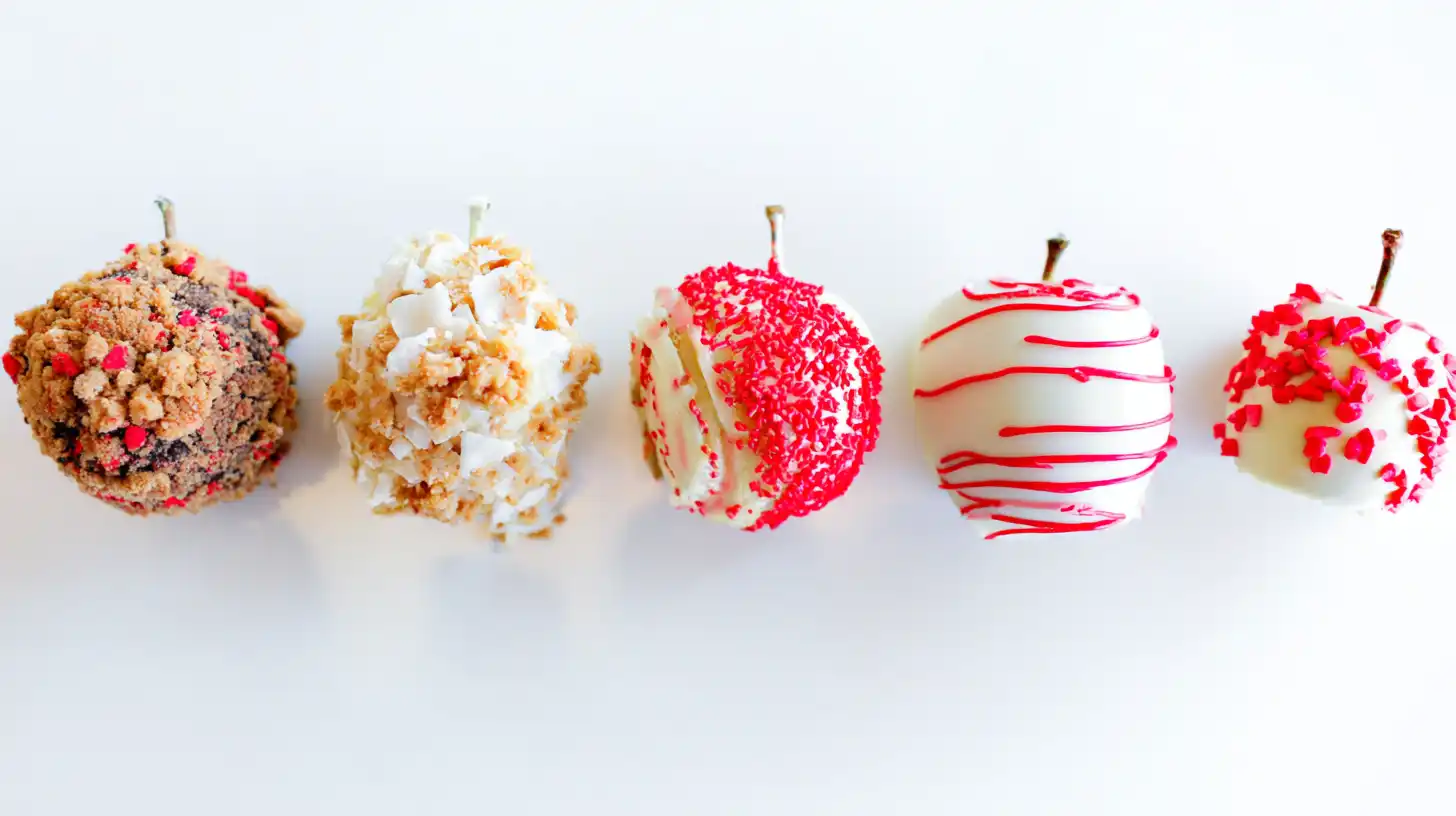 Strawberry shortcake caramel apple recipe variations – classic crumb, white chocolate only, cheesecake drizzle, holiday twist, and mini gourmet dipped apples. Perfect for best fall dessert recipes with apples and strawberry dessert recipes easy.
