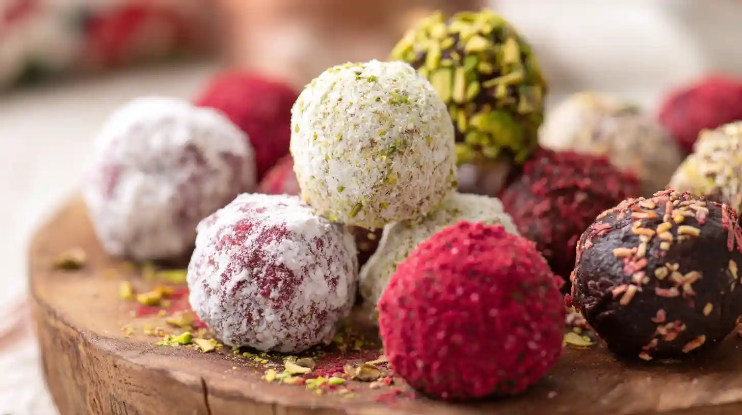 Truffle variations including White Chocolate Cranberry Pistachio Truffles with festive coatings – best holiday candy recipes