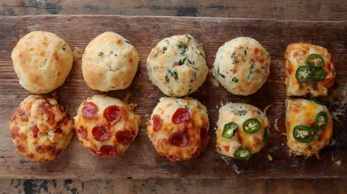 Delicious variations of Easy Gooey Mozzarella Biscuit Bombs Recipe – cheese stuffed bread snacks for easy weeknight dinner ideas and quick appetizer recipes for parties