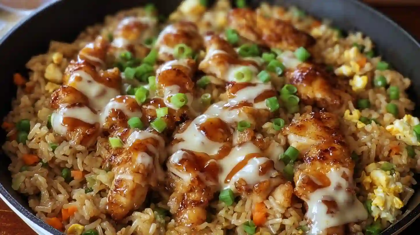 bang-bang-chicken-fried-rice-creamy-spicy-sauce-dinner Bang Bang Chicken Fried Rice with Creamy Spicy Sauce – Easy Family Dinner Recipe