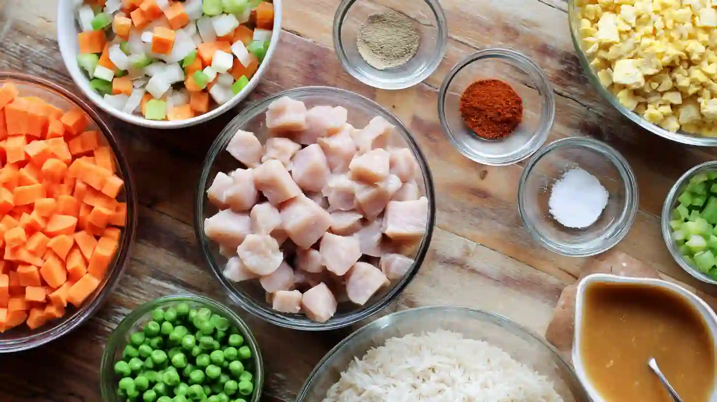 bang-bang-chicken-fried-rice-ingredients-Image Bang Bang Chicken Fried Rice Ingredients – Quick Air Fryer and Healthy Fried Rice Recipe